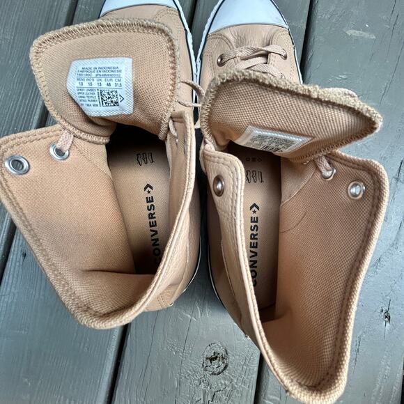 Converse Men's Chuck Taylor All Star Leather Sneaker Tan High Top Size M 13/W 15 - Picture 8 of 8